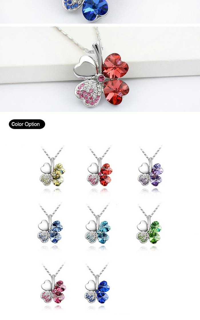 ANNGILL Four Leaf Clover Pendant Necklace Crystals From Swarovski Elements High Quality Fashion Jewelry Women Christmas Gift ANNGILL Four Leaf Clover Pendant Necklace Crystals From Swarovski Elements High Quality Fashion Jewelry Women Christmas Gift