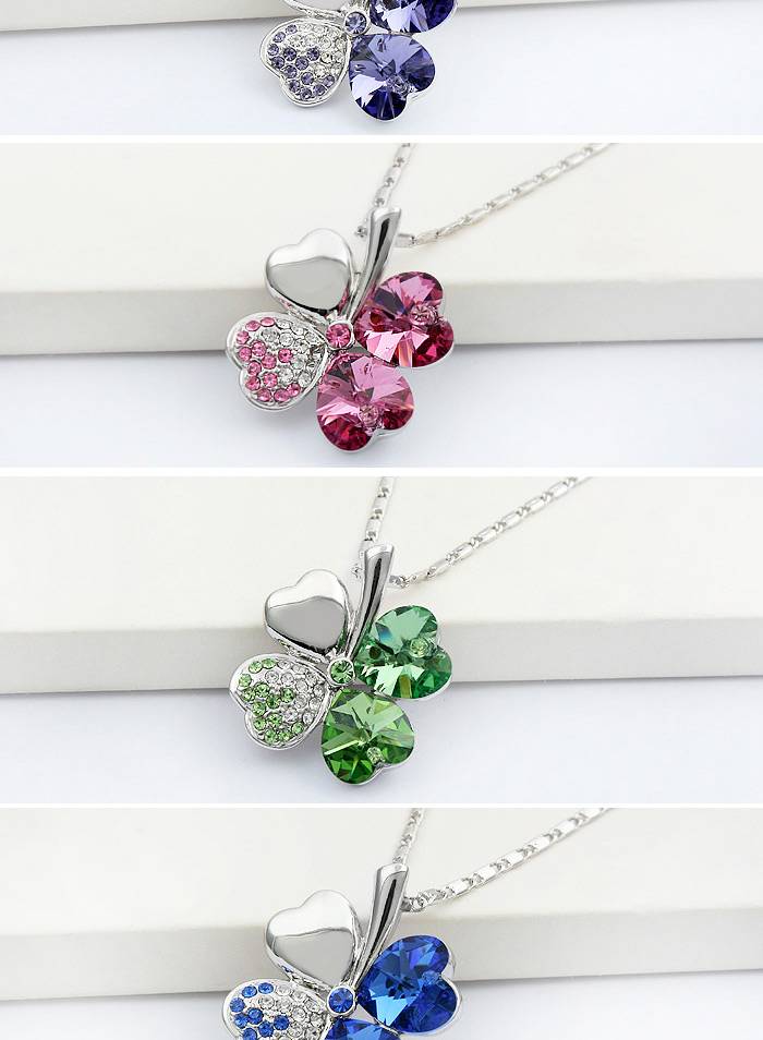 ANNGILL Four Leaf Clover Pendant Necklace Crystals From Swarovski Elements High Quality Fashion Jewelry Women Christmas Gift ANNGILL Four Leaf Clover Pendant Necklace Crystals From Swarovski Elements High Quality Fashion Jewelry Women Christmas Gift