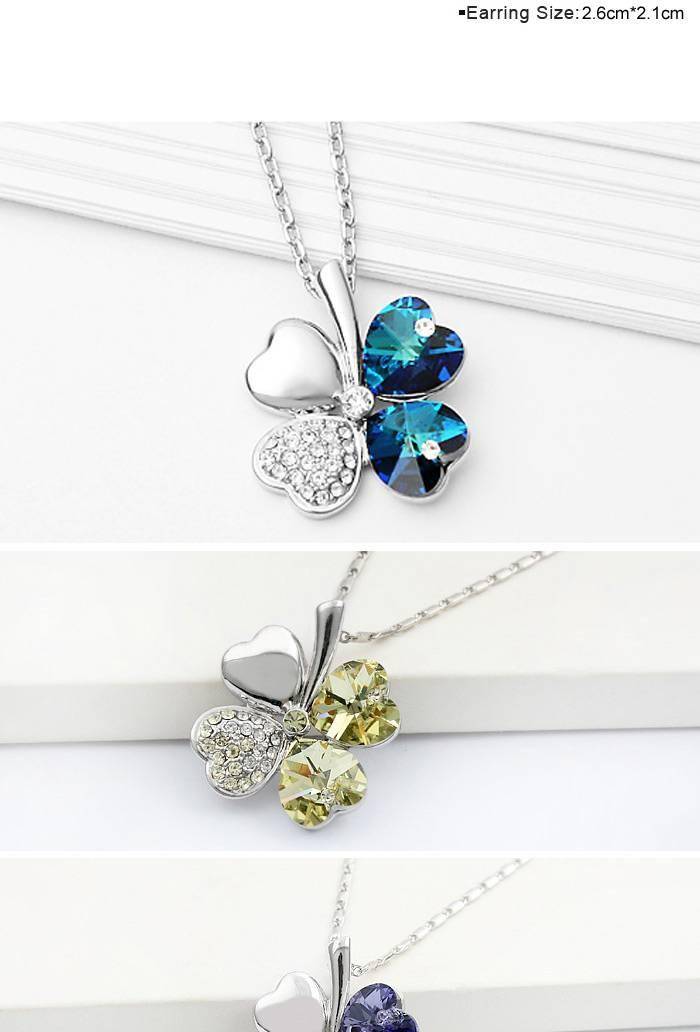 ANNGILL Four Leaf Clover Pendant Necklace Crystals From Swarovski Elements High Quality Fashion Jewelry Women Christmas Gift ANNGILL Four Leaf Clover Pendant Necklace Crystals From Swarovski Elements High Quality Fashion Jewelry Women Christmas Gift