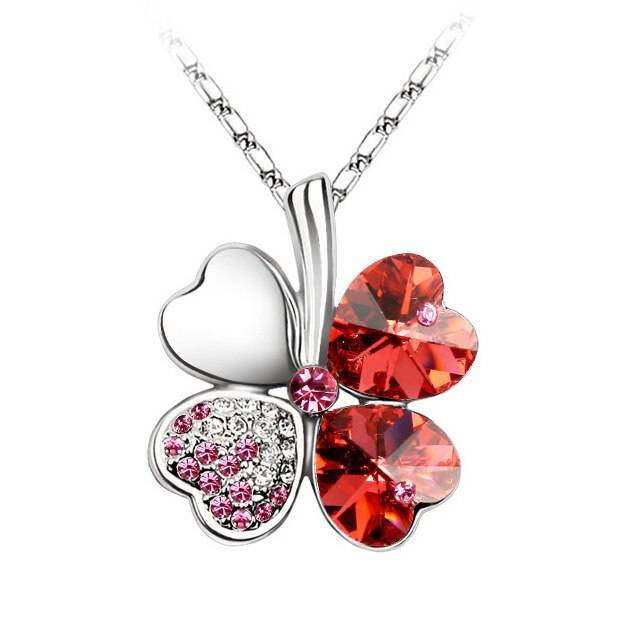 ANNGILL Four Leaf Clover Pendant Necklace Crystals From Swarovski Elements High Quality Fashion Jewelry Women Christmas Gift ANNGILL Four Leaf Clover Pendant Necklace Crystals From Swarovski Elements High Quality Fashion Jewelry Women Christmas Gift