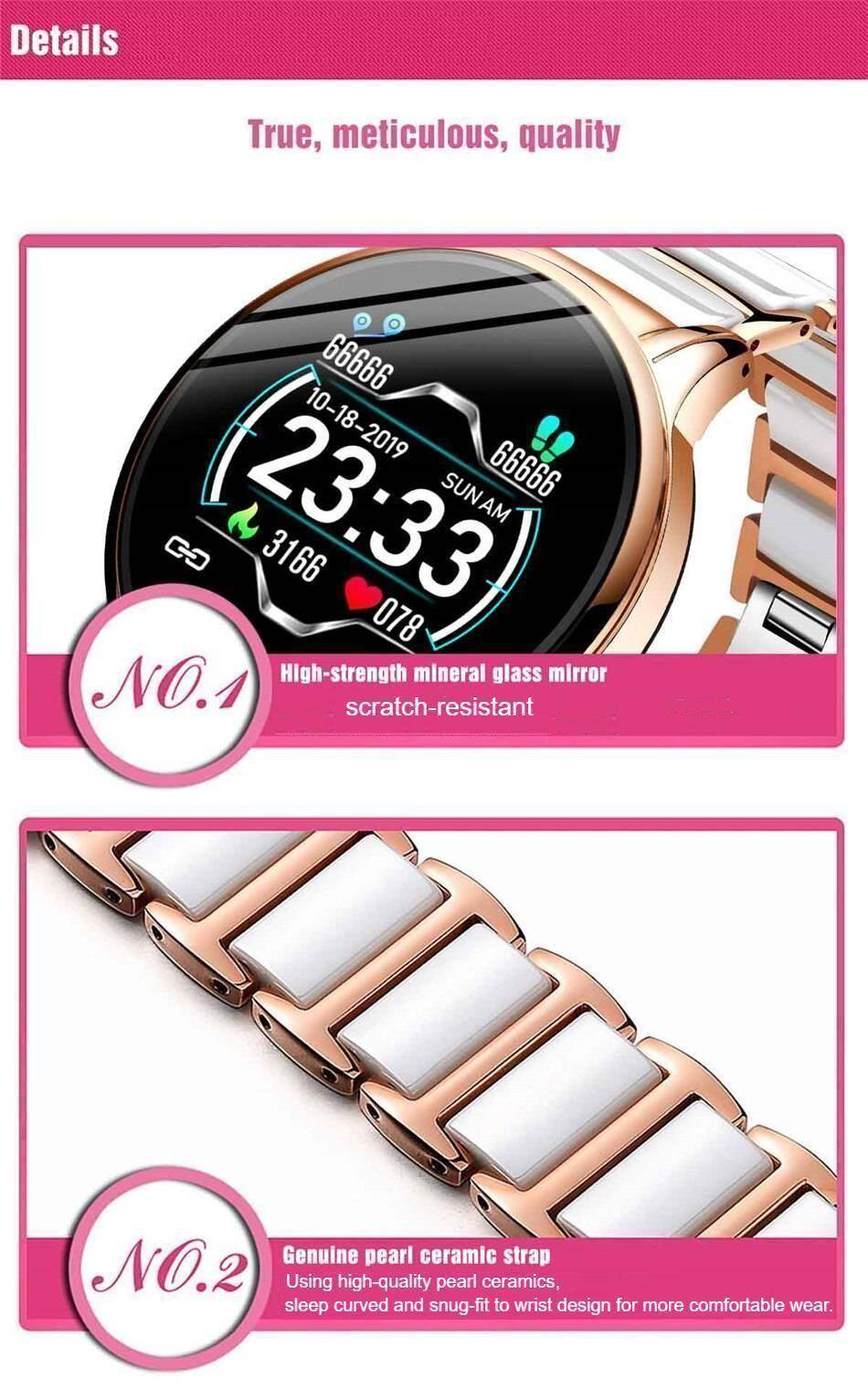 LIGE New Luxury Smart watch Women Heart Rate Blood Pressure Sport Multi-function For IOS Android Ceramic Strap Ladies Smartwatch