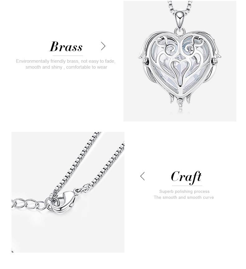 Women's Heart Shaped Crystal Pendant Necklace