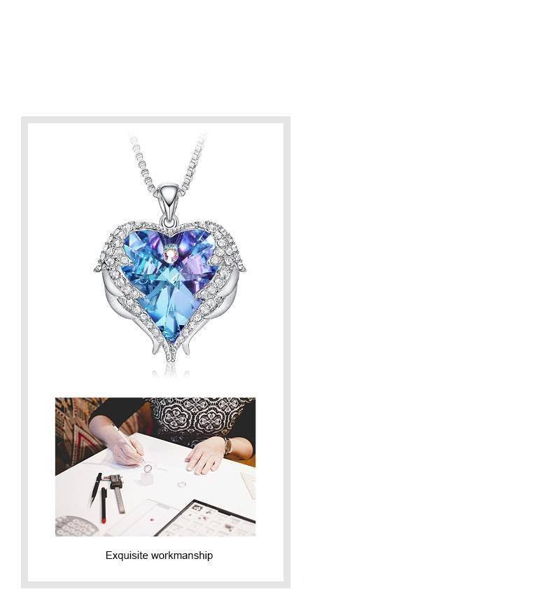 Women's Heart Shaped Crystal Pendant Necklace
