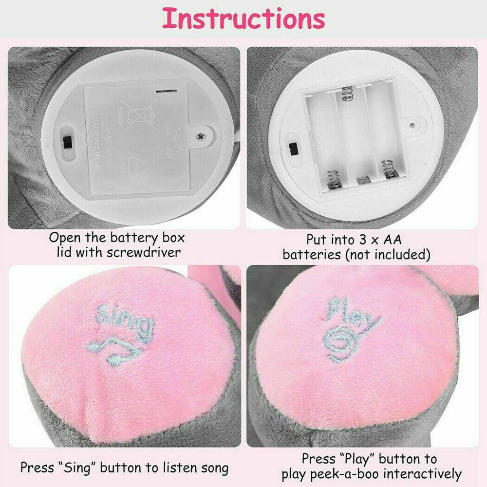 Игрушка-слон будет петь с музыкальным чехлом со слоном глаз, детская игрушка-слон, сопровождающая игрушка, плюшевая игрушка, слон Peekaboo Игрушка-слон будет петь с музыкальным чехлом со слоном глаз, детская игрушка-слон, сопровождающая игрушка, плюшевая игрушка, слон Peekaboo